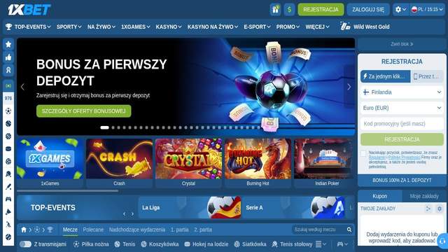 1xBet casino screenshot